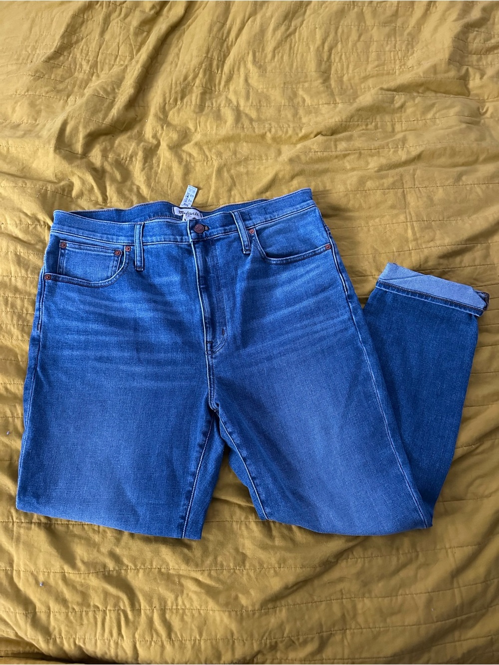 Madewell High Rise Slim Boyfriend Jeans in Medium Blue Wash